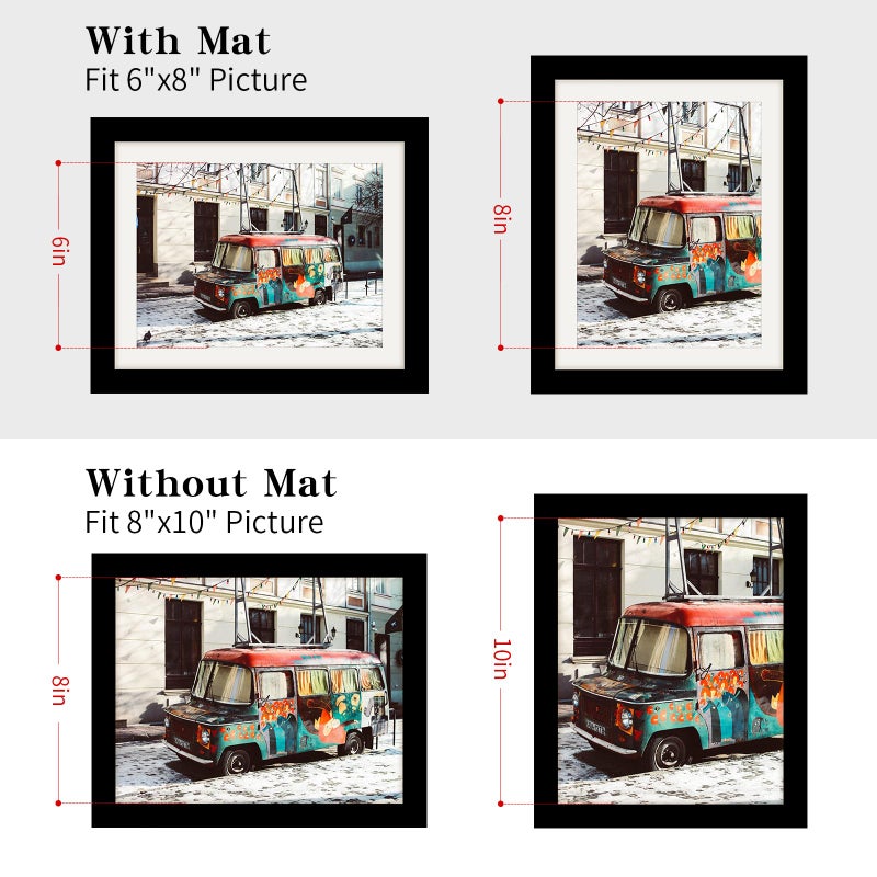 WUTL 8x10 Black Picture Frames Nature Solid Wood 4 Pack for Wall Mounting and Tabletop Display - Image 3